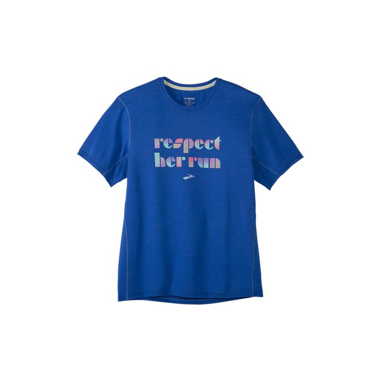 Brooks Empower Her Distance Graphic Men's Short Sleeve Running Shirt - Bluetiful/Respect Her Run (13